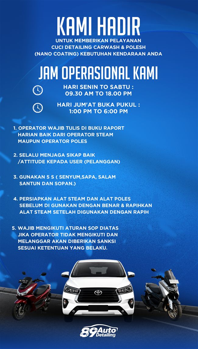 Jam operasional 89 Auto Detailing